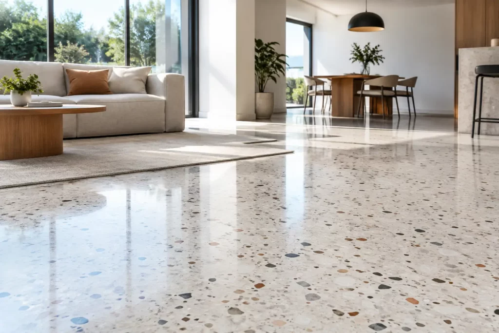 Terrazzo résine pour un sol durable et net